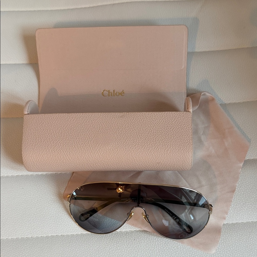 Chloe Gold Frame Sunglasses with Black Lenses